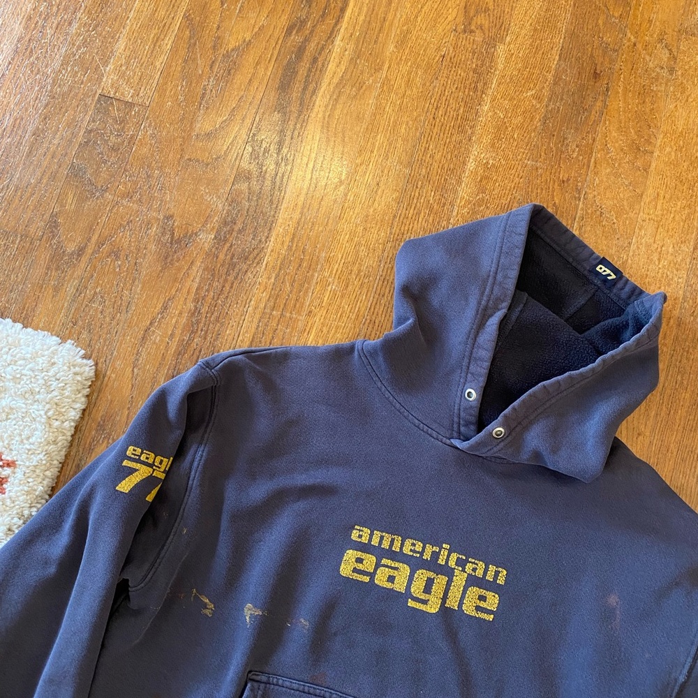 American Eagle Outfitters Vintage Blue Logo Hoodie - Picture 2 of 6